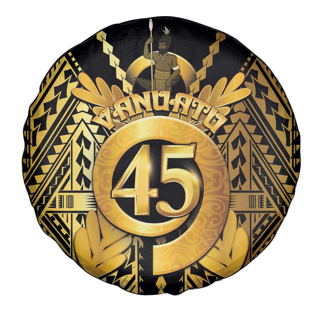 Vanuatu 45th Anniversary Of Independence Spare Tire Cover Gold Style - Polynesian Pride
