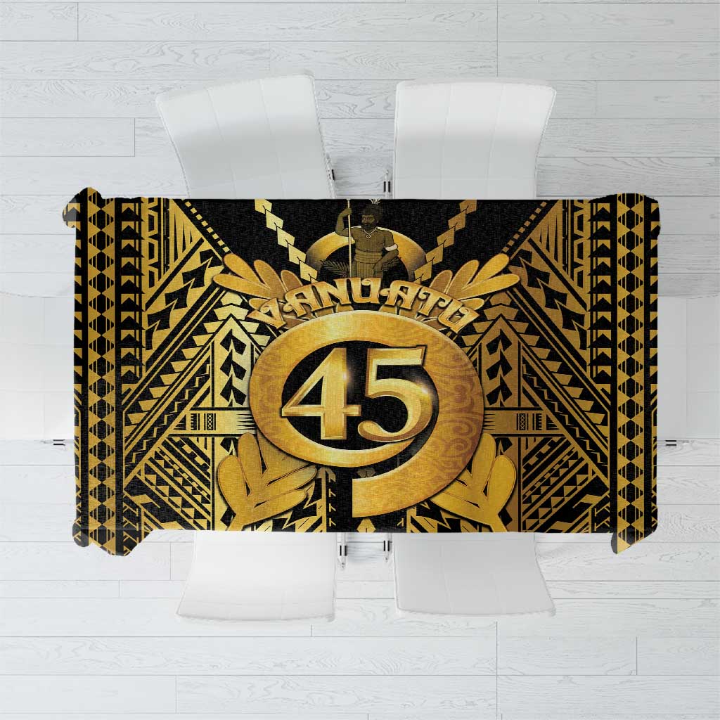 Vanuatu 45th Anniversary Of Independence Tablecloth Gold Style - Polynesian Pride
