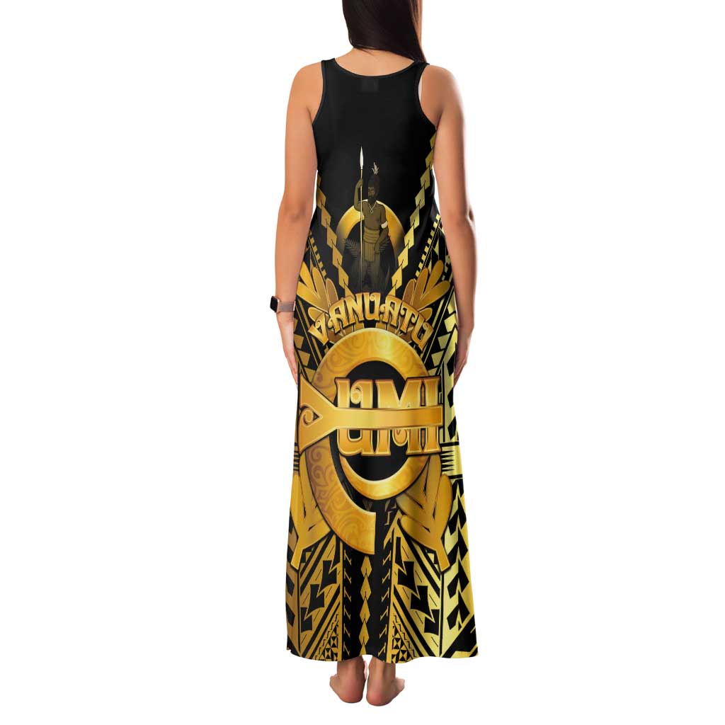 Vanuatu 45th Anniversary Of Independence Tank Maxi Dress Gold Style - Polynesian Pride