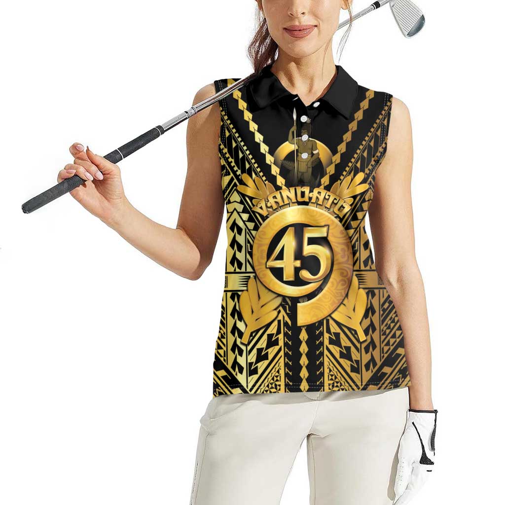 Vanuatu 45th Anniversary Of Independence Women Sleeveless Polo Shirt Gold Style - Polynesian Pride