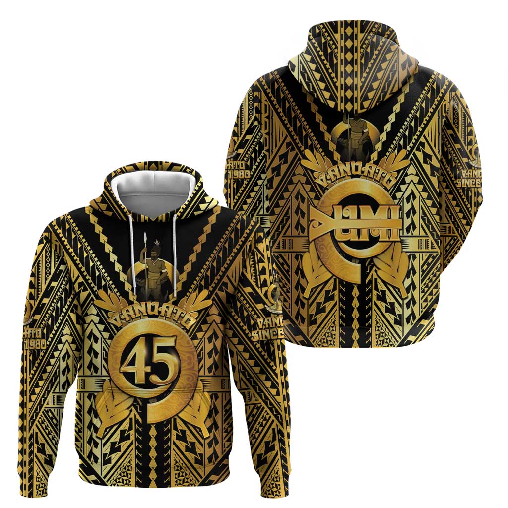 Vanuatu 45th Anniversary Of Independence Zip Hoodie Gold Style - Polynesian Pride