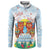 Hawaii And Japan Okinawa Button Sweatshirt Aloha Gozaimasu Tiki With Shisa