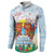 Hawaii And Japan Okinawa Button Sweatshirt Aloha Gozaimasu Tiki With Shisa