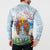 Hawaii And Japan Okinawa Button Sweatshirt Aloha Gozaimasu Tiki With Shisa