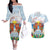 Hawaii And Japan Okinawa Couples Matching Off The Shoulder Long Sleeve Dress and Hawaiian Shirt Aloha Gozaimasu Tiki With Shisa