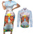 Hawaii And Japan Okinawa Couples Matching Short Sleeve Bodycon Dress and Long Sleeve Button Shirt Aloha Gozaimasu Tiki With Shisa