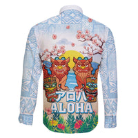 Hawaii And Japan Okinawa Family Matching Puletasi and Hawaiian Shirt Aloha Gozaimasu Tiki With Shisa
