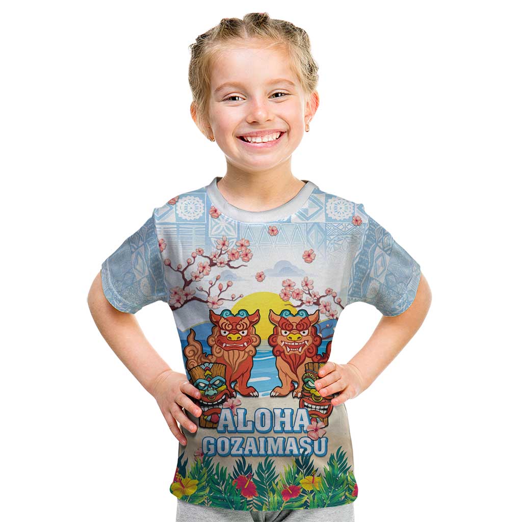 Hawaii And Japan Okinawa Kid T Shirt Aloha Gozaimasu Tiki With Shisa