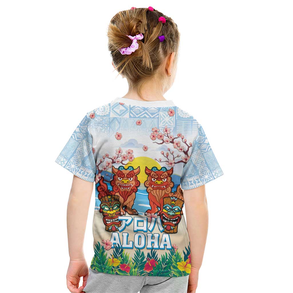 Hawaii And Japan Okinawa Kid T Shirt Aloha Gozaimasu Tiki With Shisa