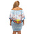 Hawaii And Japan Okinawa Off Shoulder Short Dress Aloha Gozaimasu Tiki With Shisa