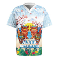 Hawaii And Japan Okinawa Rugby Jersey Aloha Gozaimasu Tiki With Shisa