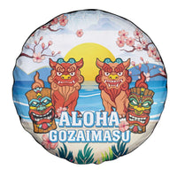 Hawaii And Japan Okinawa Spare Tire Cover Aloha Gozaimasu Tiki With Shisa