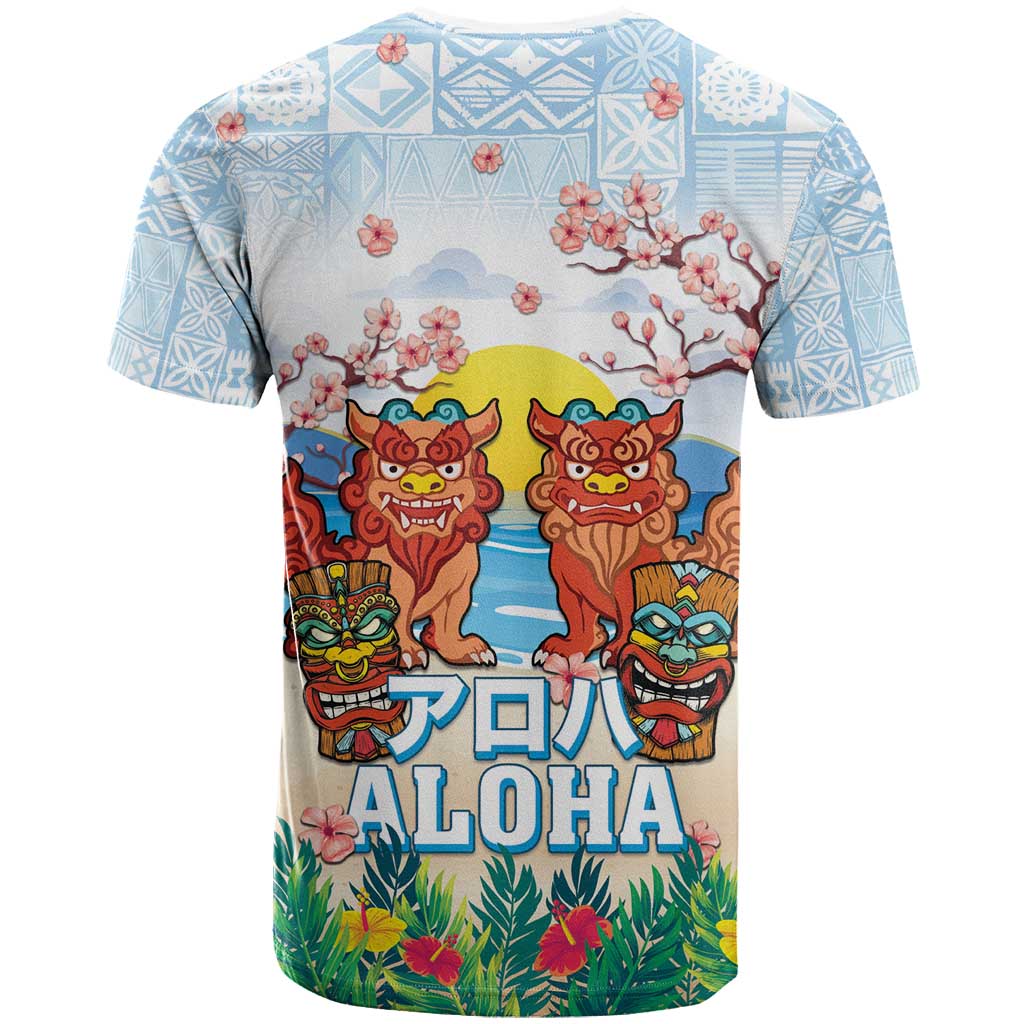 Hawaii And Japan Okinawa T Shirt Aloha Gozaimasu Tiki With Shisa