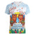 Hawaii And Japan Okinawa Women V-Neck T-Shirt Aloha Gozaimasu Tiki With Shisa