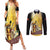 Papua New Guinea Couples Matching Summer Maxi Dress and Long Sleeve Button Shirt 50 Years Of Independence - Polynesian Pride