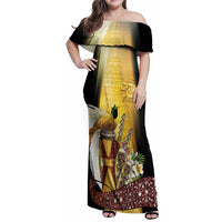 Papua New Guinea Family Matching Off Shoulder Maxi Dress and Hawaiian Shirt 50 Years Of Independence - Polynesian Pride