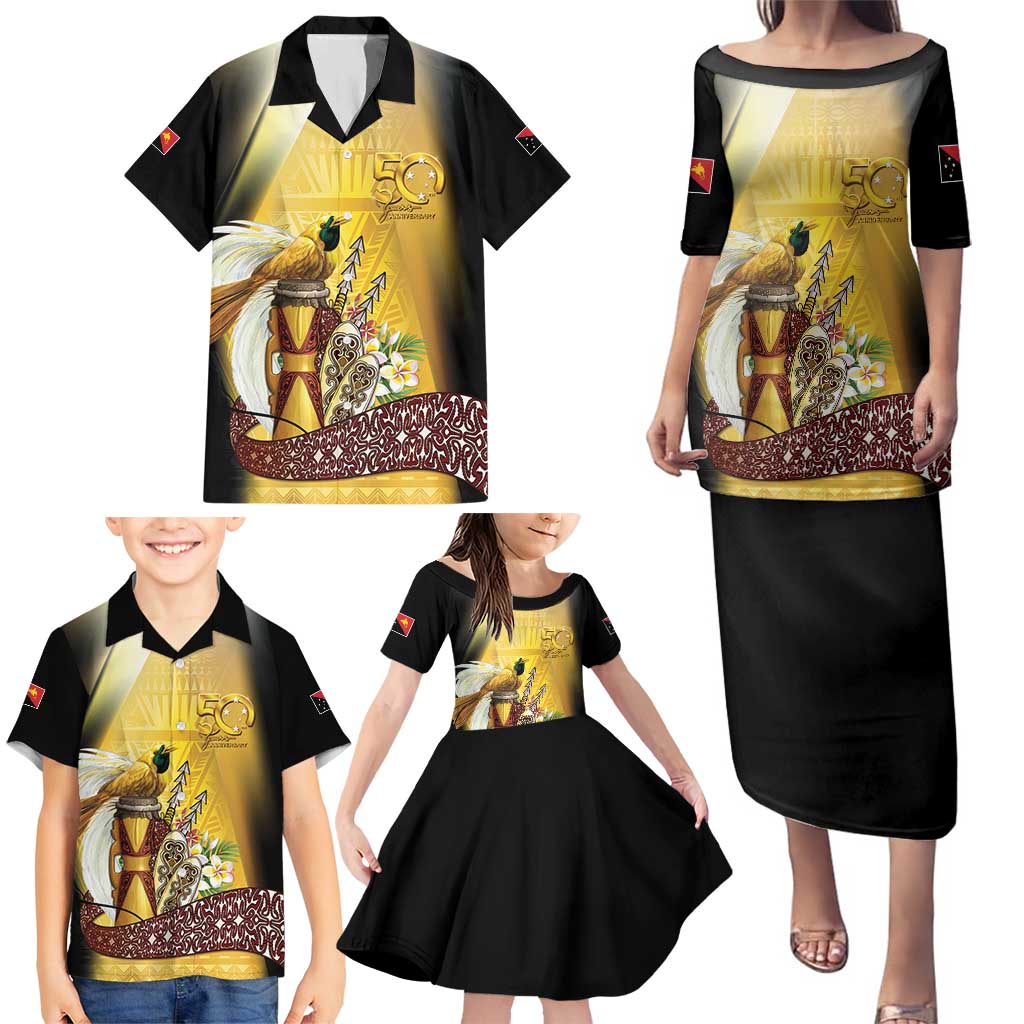 Papua New Guinea Family Matching Puletasi and Hawaiian Shirt 50 Years Of Independence - Polynesian Pride