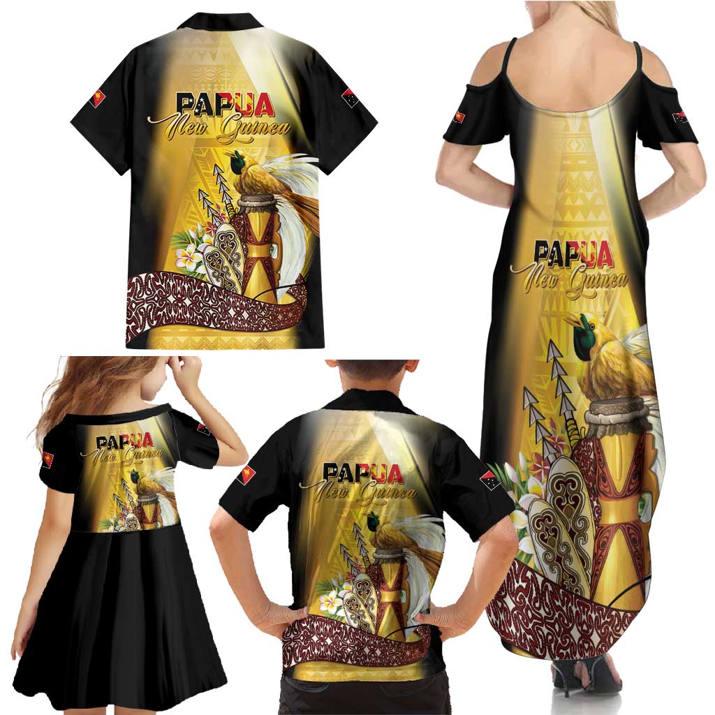 Papua New Guinea Family Matching Summer Maxi Dress and Hawaiian Shirt 50 Years Of Independence - Polynesian Pride