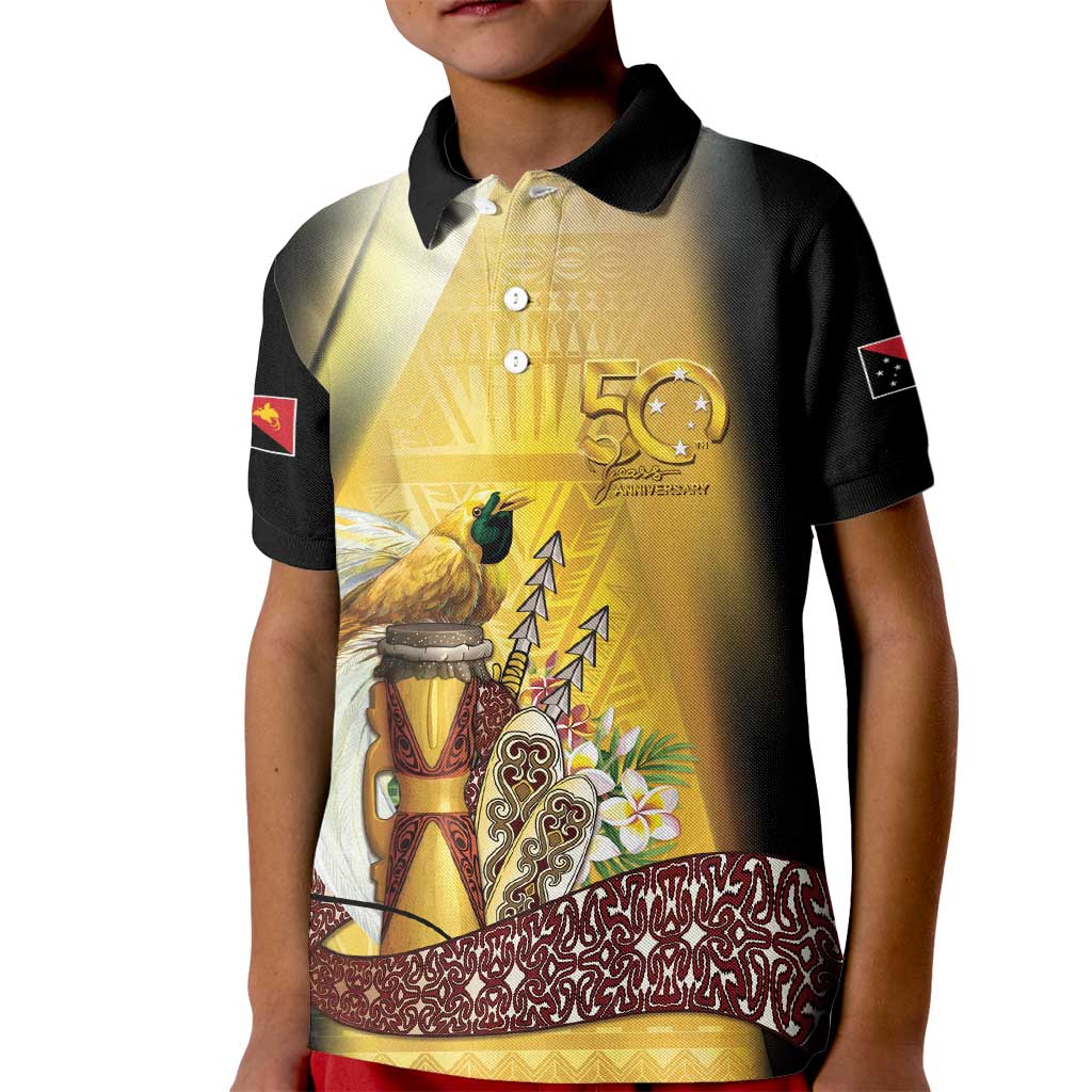 Papua New Guinea Kid Polo Shirt 50 Years Of Independence - Polynesian Pride