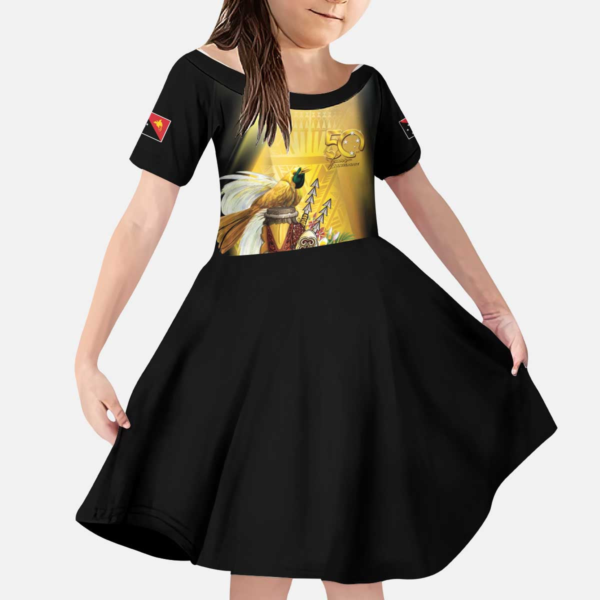 Papua New Guinea Kid Short Sleeve Dress 50 Years Of Independence - Polynesian Pride