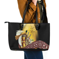 Papua New Guinea Leather Tote Bag 50 Years Of Independence - Polynesian Pride