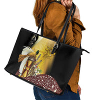 Papua New Guinea Leather Tote Bag 50 Years Of Independence - Polynesian Pride