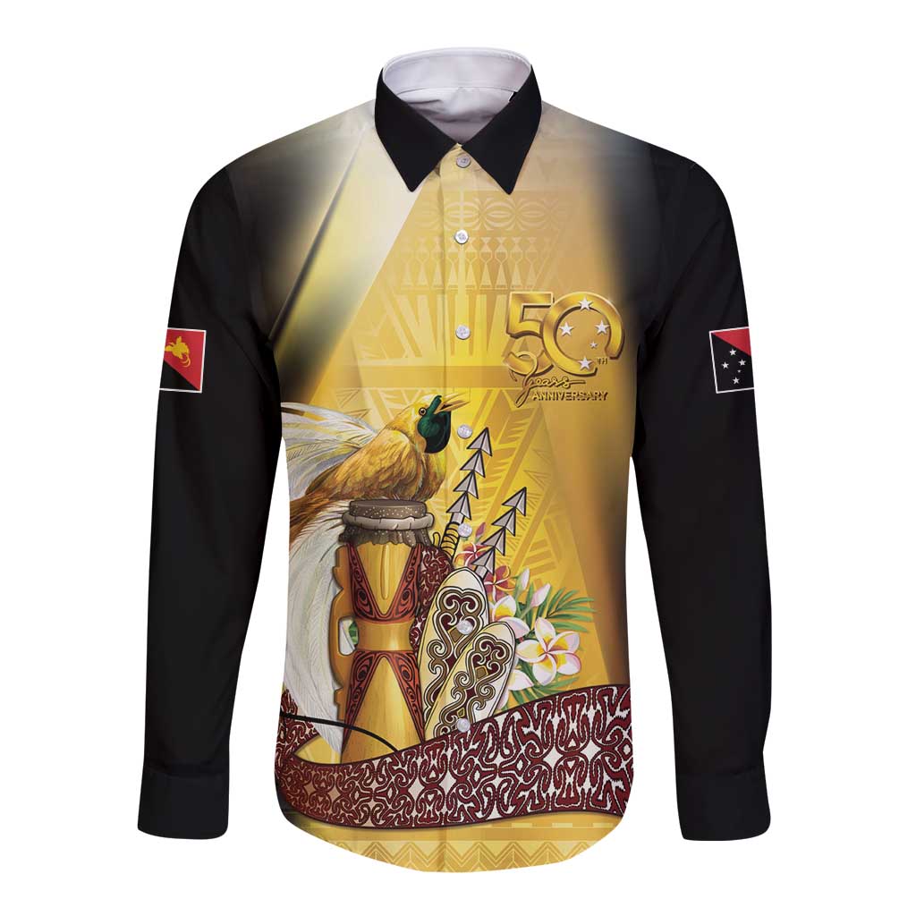 Papua New Guinea Long Sleeve Button Shirt 50 Years Of Independence - Polynesian Pride