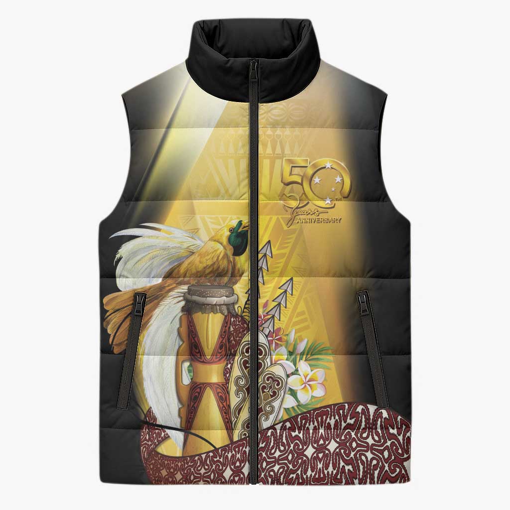 Papua New Guinea Sleeveless Puffer Jacket 50 Years Of Independence - Polynesian Pride