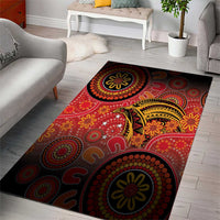 Papua New Guinea Area Rug Birds Of Paradise With Aboriginal Pattern - Polynesian Pride
