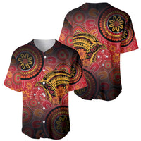 Papua New Guinea Baseball Jersey Birds Of Paradise With Aboriginal Pattern - Polynesian Pride