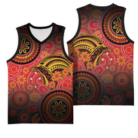 Papua New Guinea Basketball Jersey Birds Of Paradise With Aboriginal Pattern - Polynesian Pride