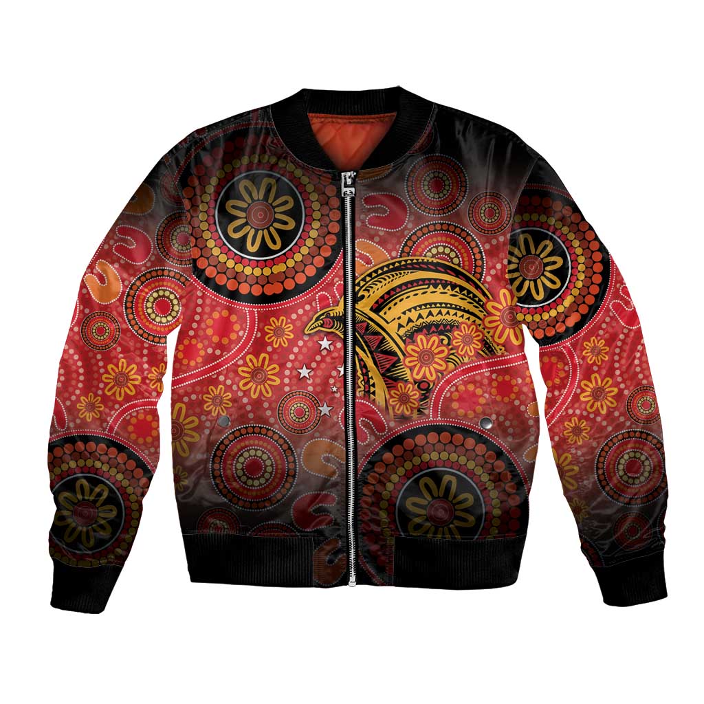 Papua New Guinea Bomber Jacket Birds Of Paradise With Aboriginal Pattern - Polynesian Pride