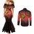 Papua New Guinea Couples Matching Mermaid Dress and Long Sleeve Button Shirt Birds Of Paradise With Aboriginal Pattern - Polynesian Pride