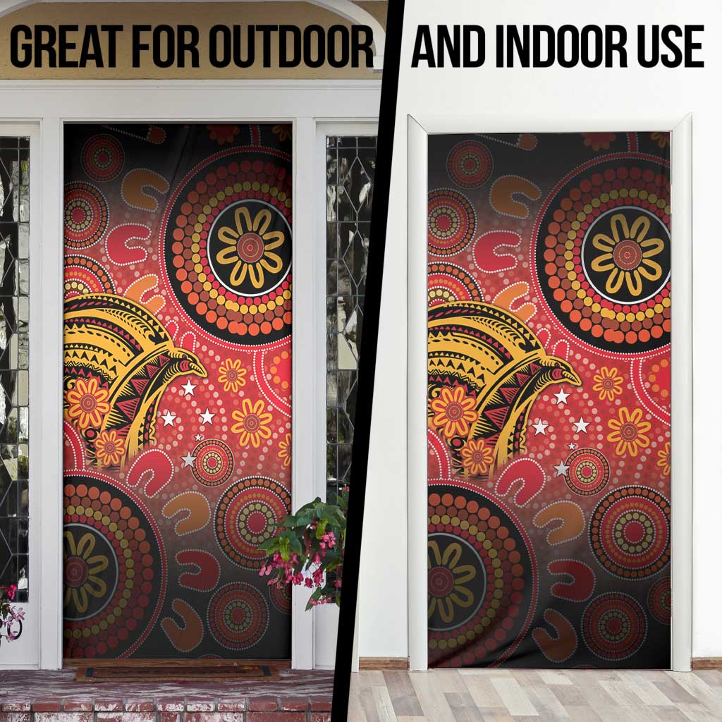 Papua New Guinea Door Cover Birds Of Paradise With Aboriginal Pattern - Polynesian Pride