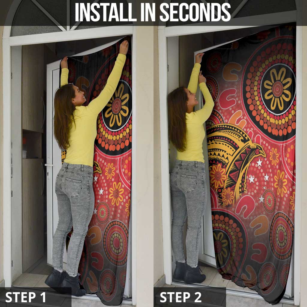 Papua New Guinea Door Cover Birds Of Paradise With Aboriginal Pattern - Polynesian Pride