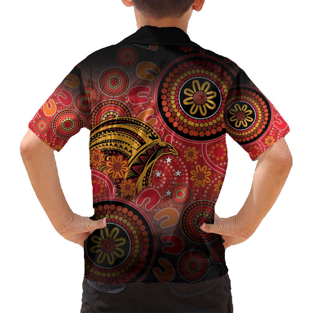 Papua New Guinea Family Matching Puletasi and Hawaiian Shirt Birds Of Paradise With Aboriginal Pattern - Polynesian Pride
