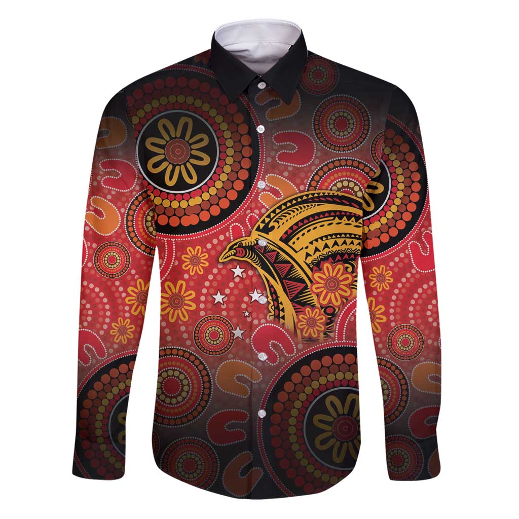 Papua New Guinea Family Matching Puletasi and Hawaiian Shirt Birds Of Paradise With Aboriginal Pattern - Polynesian Pride