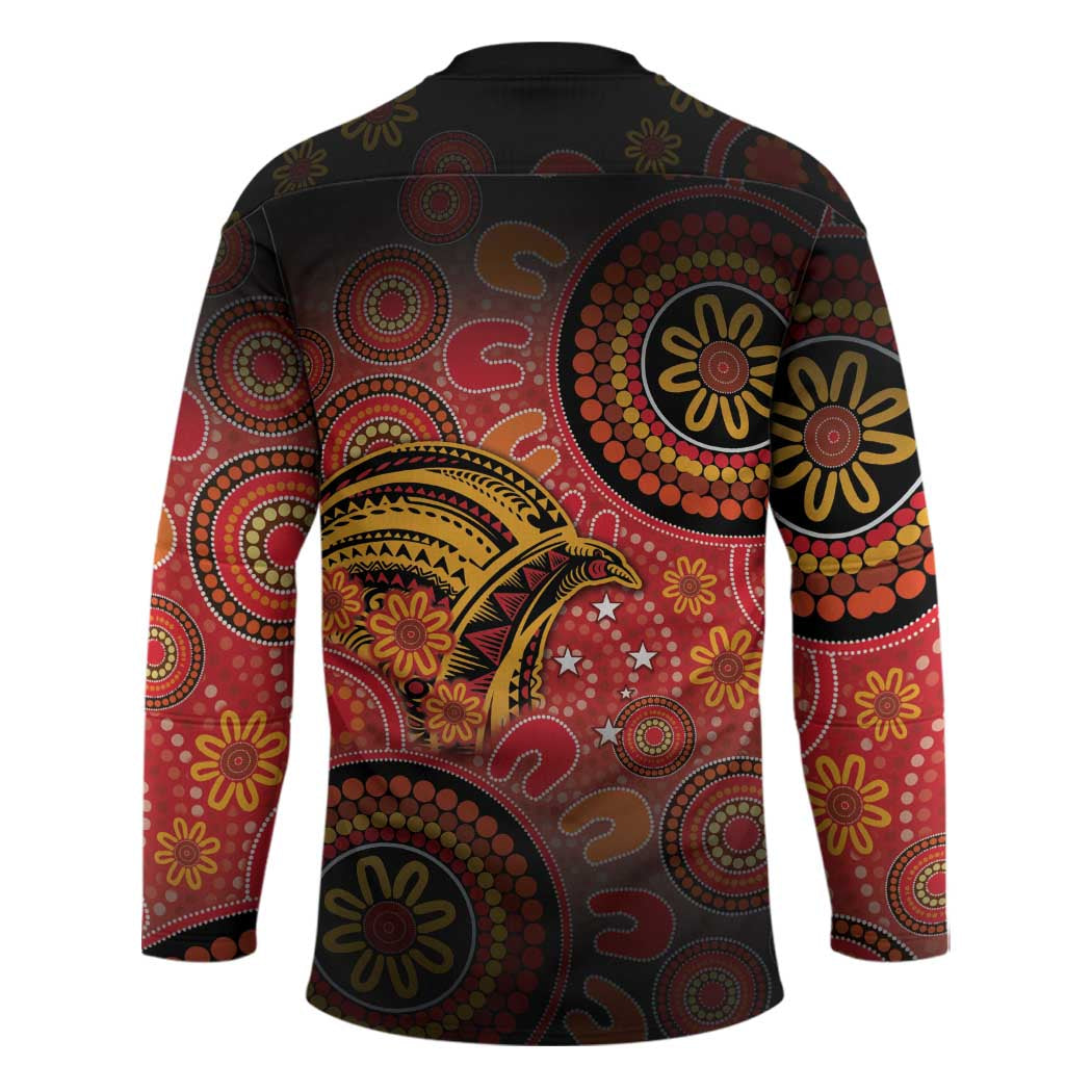 Papua New Guinea Hockey Jersey Birds Of Paradise With Aboriginal Pattern - Polynesian Pride