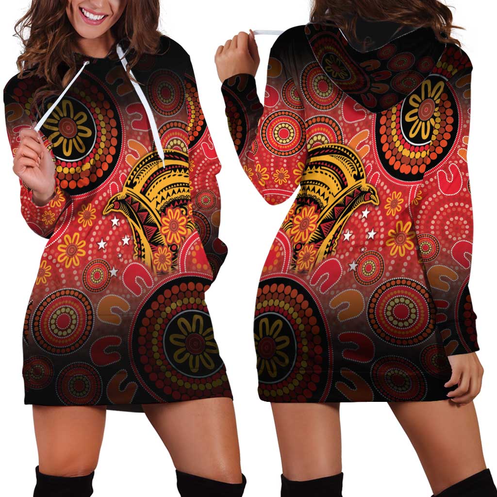 Papua New Guinea Hoodie Dress Birds Of Paradise With Aboriginal Pattern LT05 - Polynesian Pride