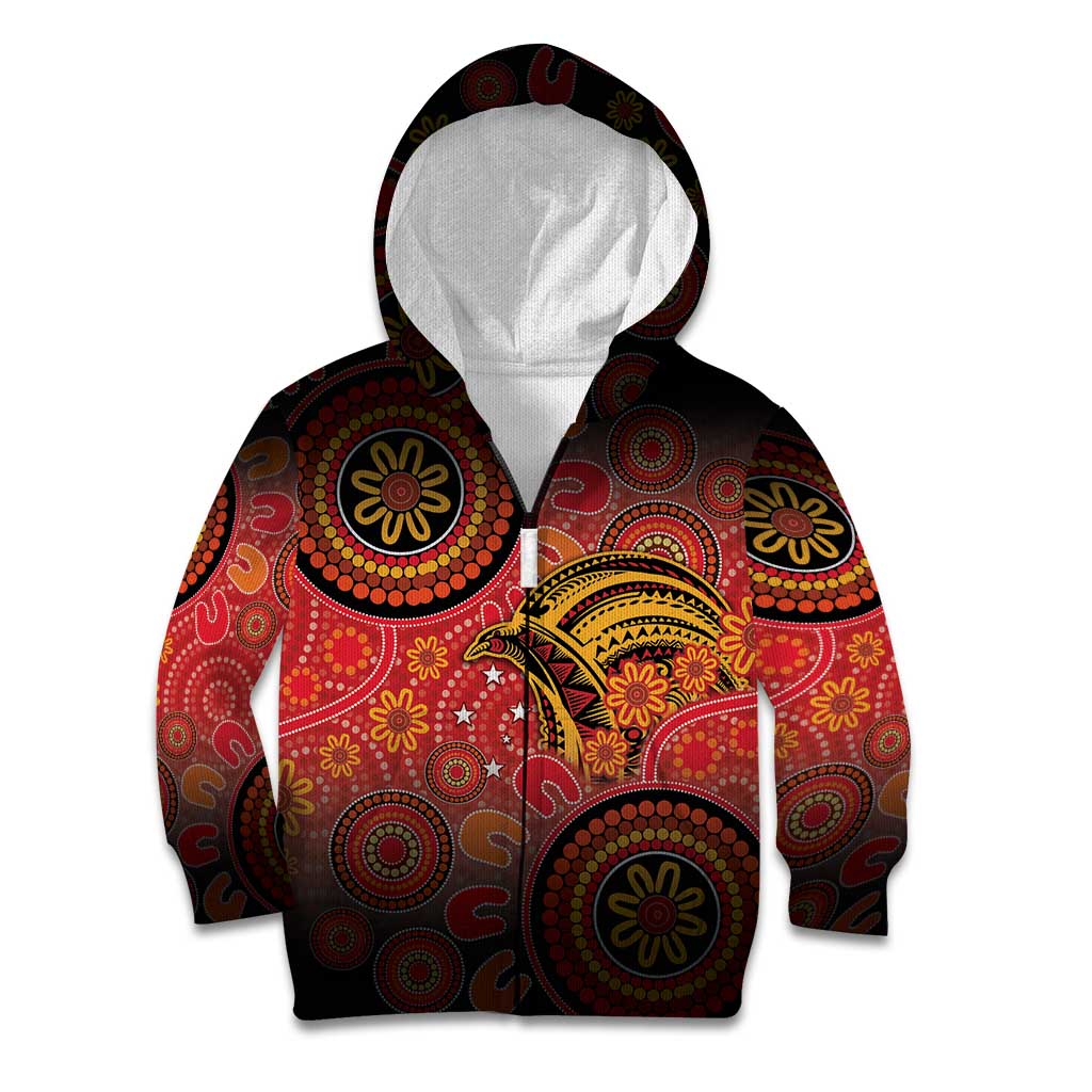 Papua New Guinea Kid Hoodie Birds Of Paradise With Aboriginal Pattern - Polynesian Pride