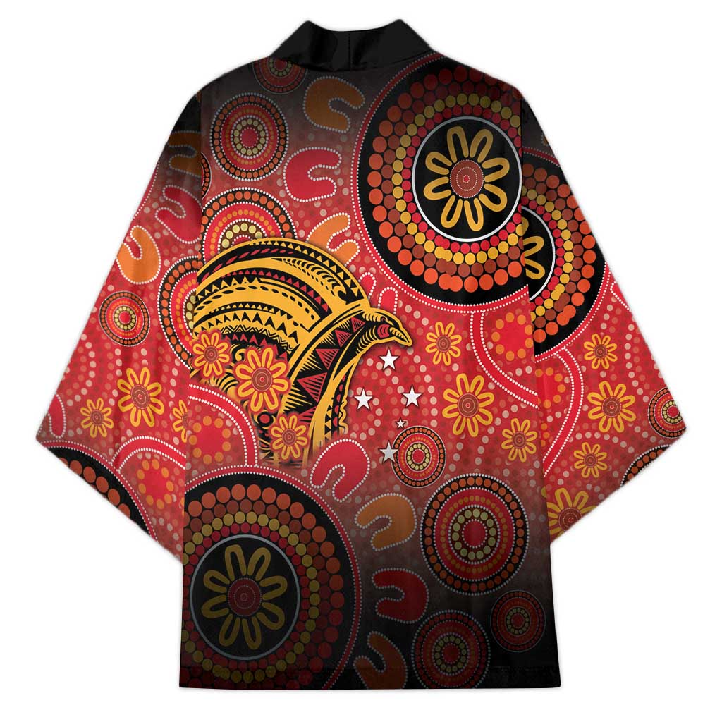 Papua New Guinea Kimono Birds Of Paradise With Aboriginal Pattern - Polynesian Pride