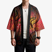 Papua New Guinea Kimono Birds Of Paradise With Aboriginal Pattern - Polynesian Pride