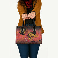 Papua New Guinea Leather Bag Birds Of Paradise With Aboriginal Pattern - Polynesian Pride