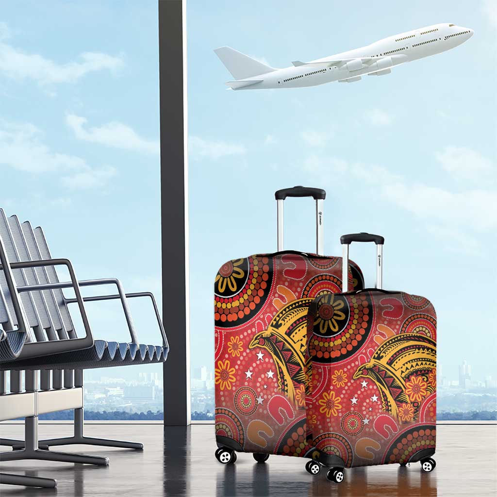 Papua New Guinea Luggage Cover Birds Of Paradise With Aboriginal Pattern - Polynesian Pride