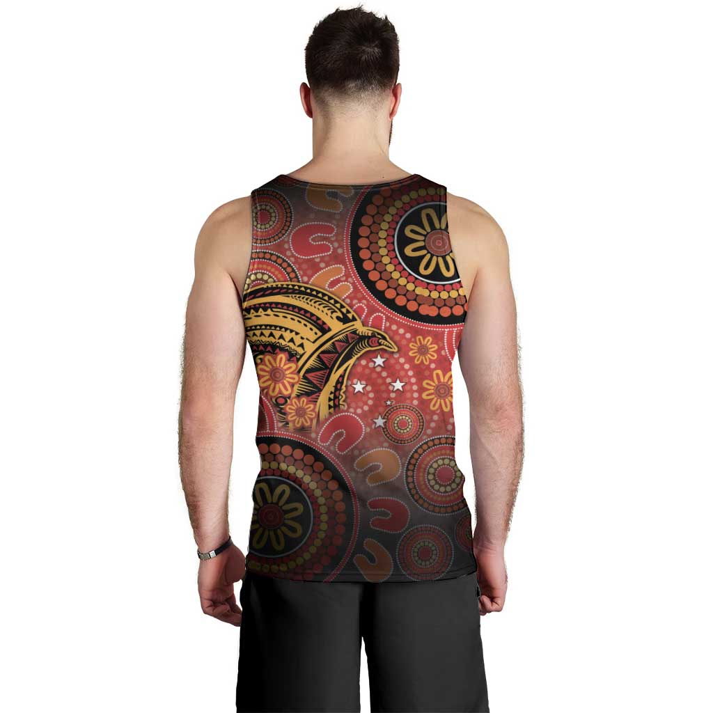 Papua New Guinea Men Tank Top Birds Of Paradise With Aboriginal Pattern - Polynesian Pride