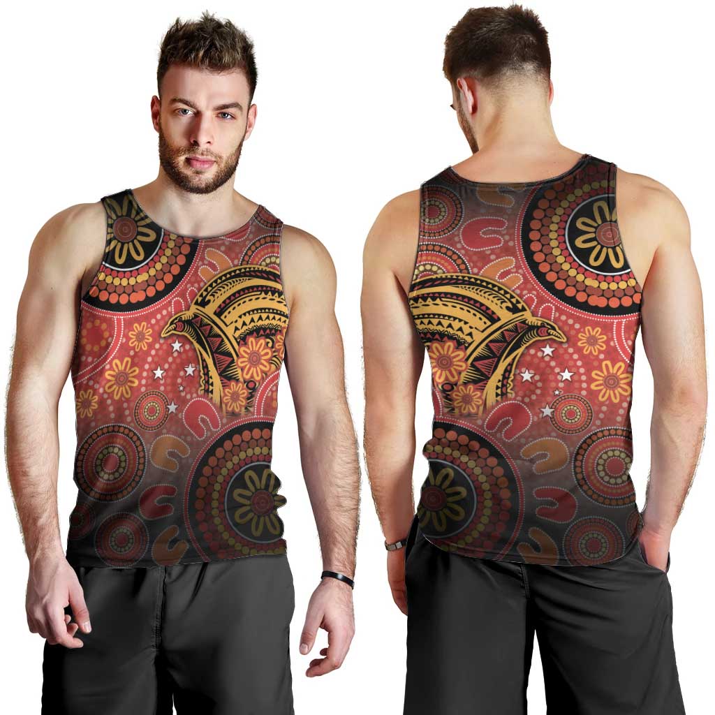 Papua New Guinea Men Tank Top Birds Of Paradise With Aboriginal Pattern - Polynesian Pride
