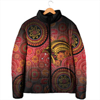 Papua New Guinea Padded Jacket Birds Of Paradise With Aboriginal Pattern - Polynesian Pride