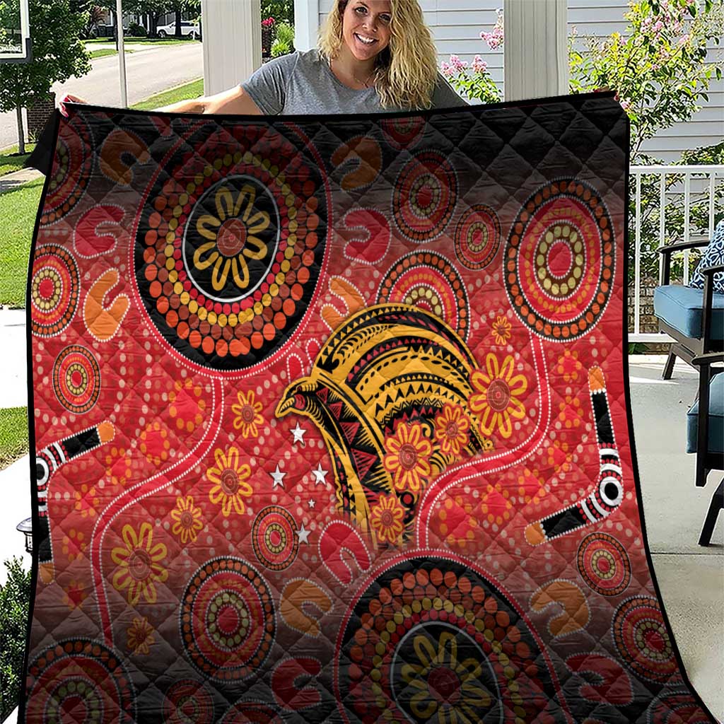 Papua New Guinea Quilt Birds Of Paradise With Aboriginal Pattern - Polynesian Pride