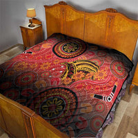 Papua New Guinea Quilt Birds Of Paradise With Aboriginal Pattern - Polynesian Pride