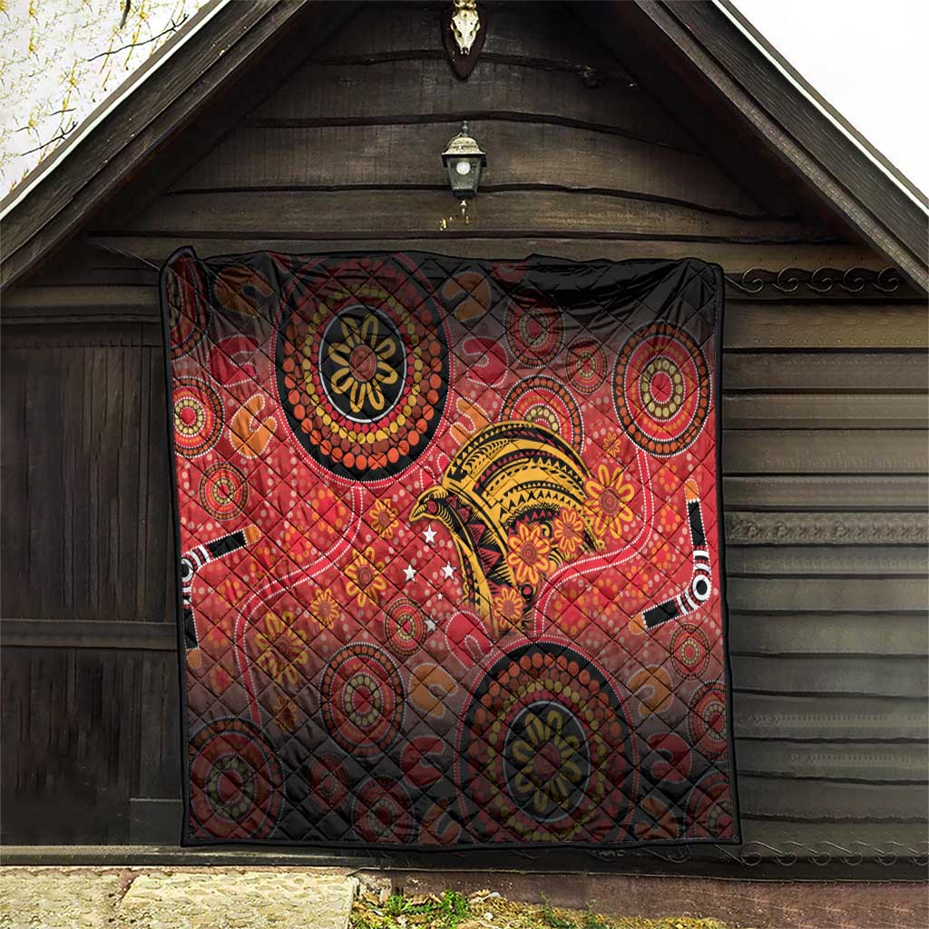 Papua New Guinea Quilt Birds Of Paradise With Aboriginal Pattern - Polynesian Pride